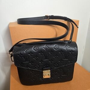 Louis Vuitton Black Embossed Monogram Crossbody Bag with Gold Hardware